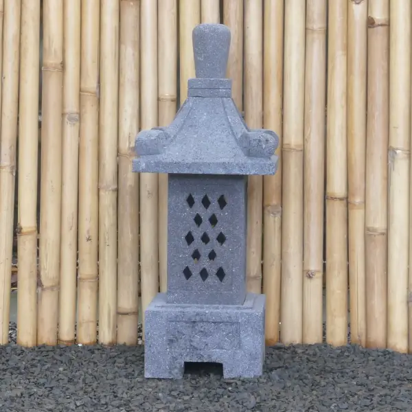Product image of the product “Japanese style Garden Lantern, made from Andesit Stone. Multipart. 75 cm Height, Roof is 30 cm width. ”